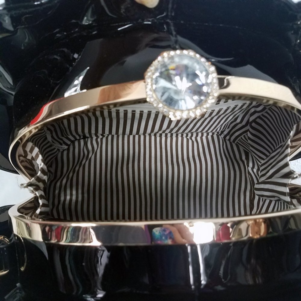 Ruby Black Patent Leather Hand Bag Shoulder Bag - Picture 7 of 15